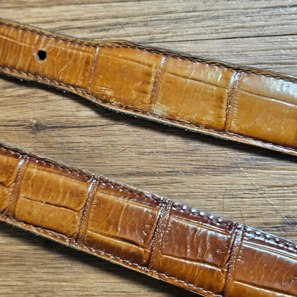 Onyx by Brighton Mens Brown Croc Embossed Italian Calfskin Leather Belt 40 19407